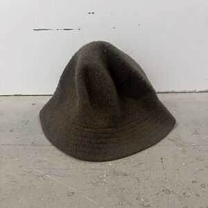 Vintage Army Green Fleece Bucket Hat Size 16 Wool Rabbit Hair Blend Outdoor